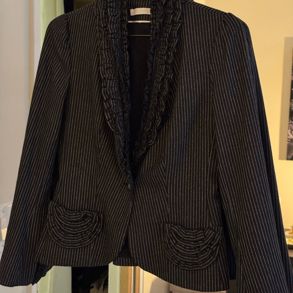 Black Striped Anne Fontaine Wool Blazer